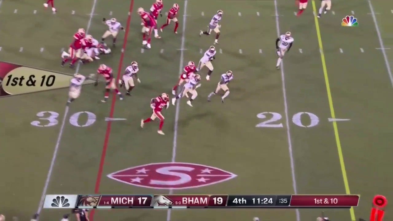 Birmingham's Bo Scarbrough dives for SPEEDY rushing TD