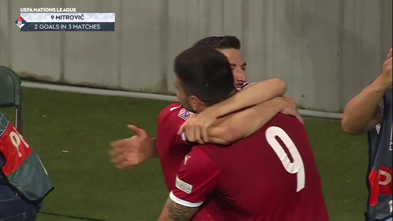 Aleksandar Mitrovic's 46th international goal doubles Serbia's lead over Slovenia, 2-0