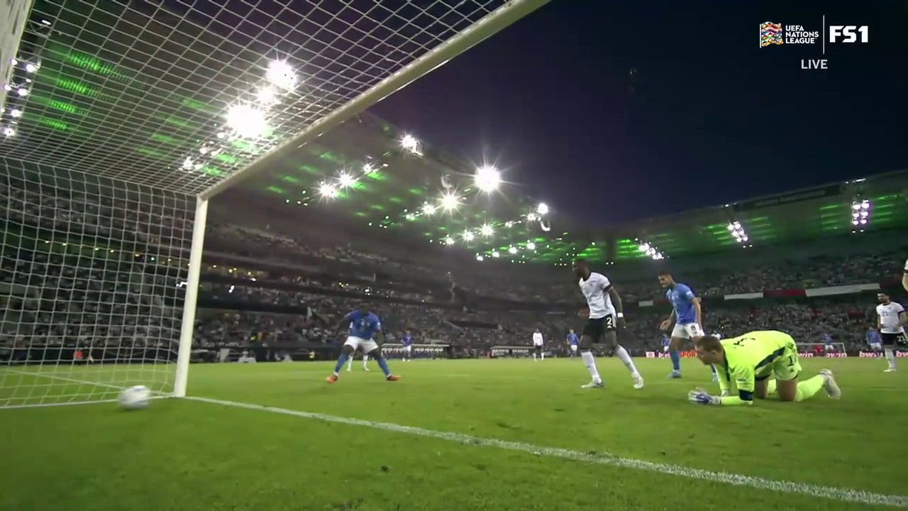 Degnand Wilfried Gnonto gets Italy on the board with this rebound, 5-1