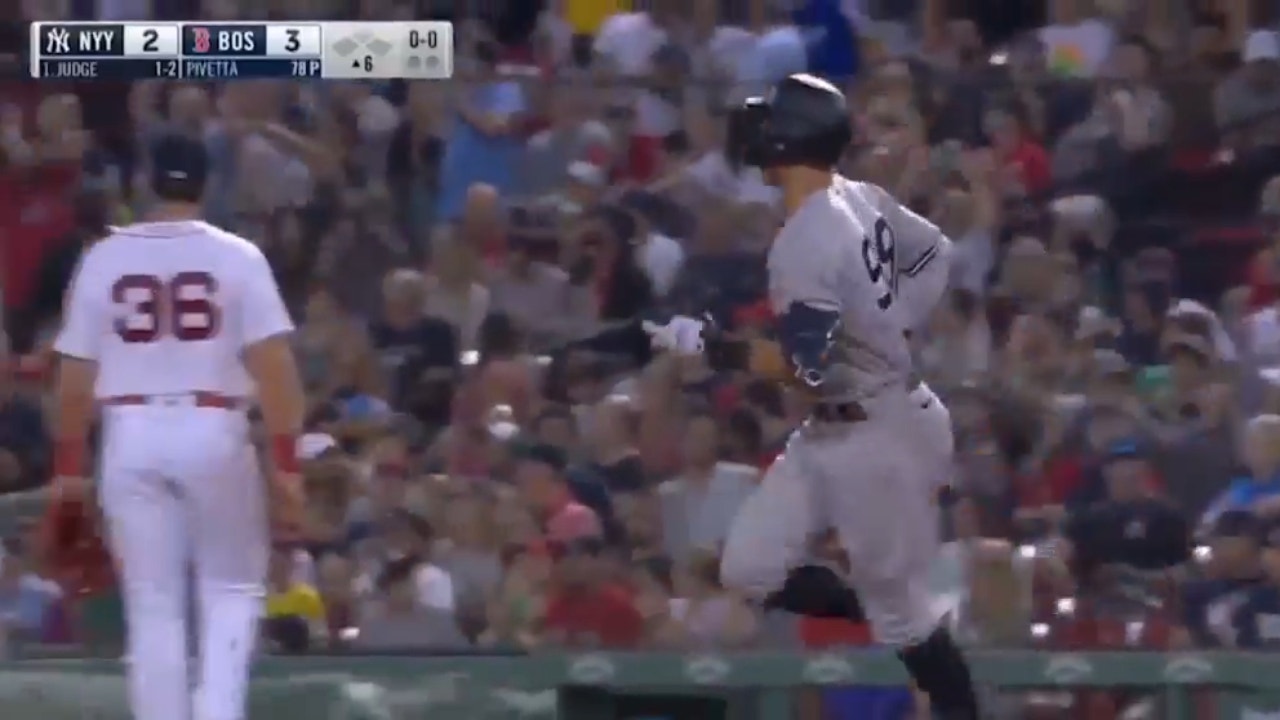 Aaron Judge's 56th home run of the season is a huge one, tying the game against the Red Sox