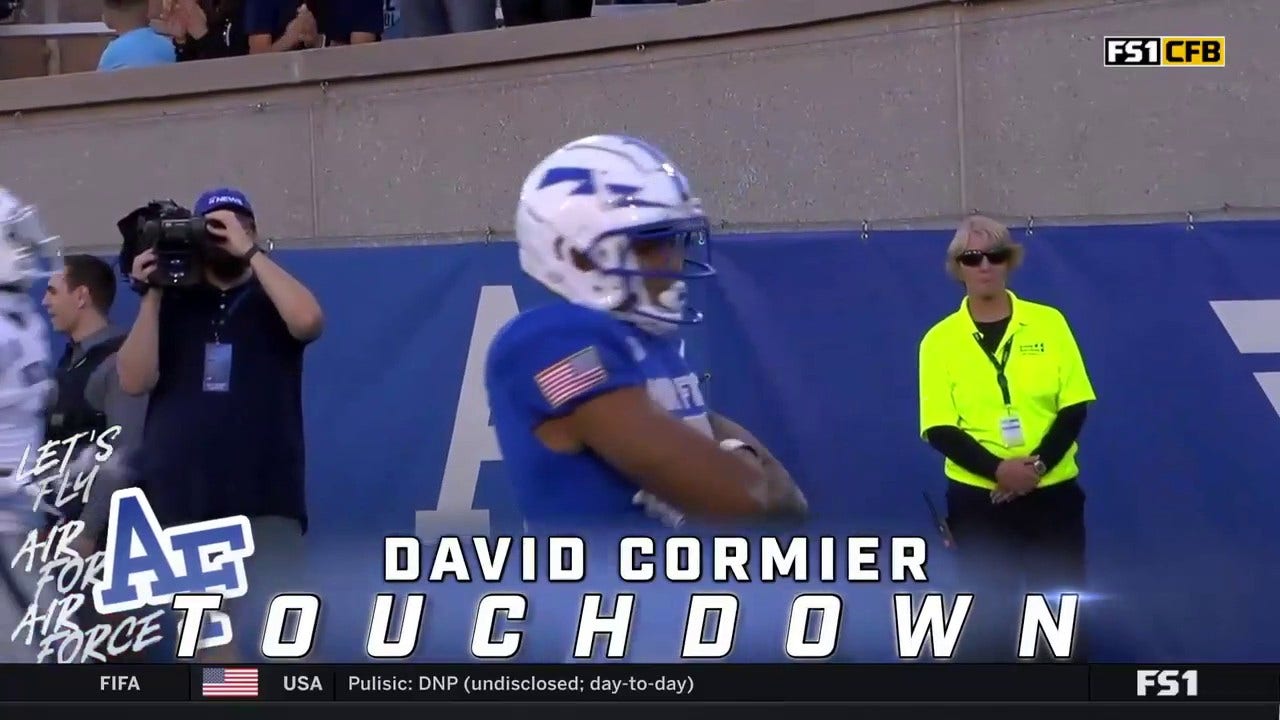 Ben Brittain connects with David Cormier on an 80-yard TD pass which puts Air Force ahead of Nevada, 10-0 #news