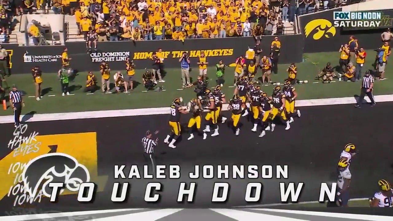 Kaleb Johnson takes it in from two yards out to get Iowa on the board, still down 20-7