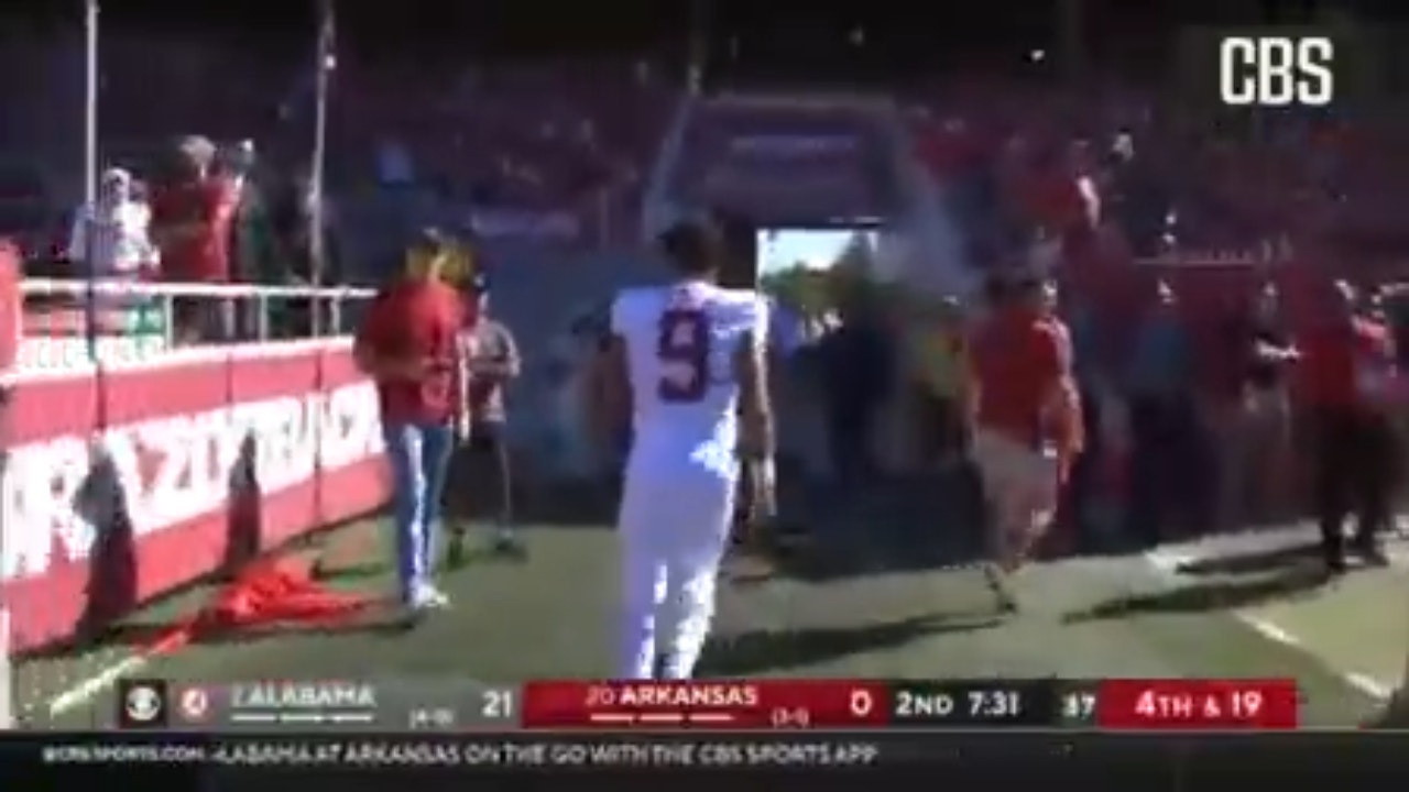 Alabama's Bryce Young exits the game with an injury