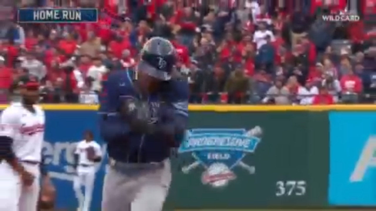 Jose Siri hits a home run to right-center field and gives Rays a 1-0 lead over Guardians