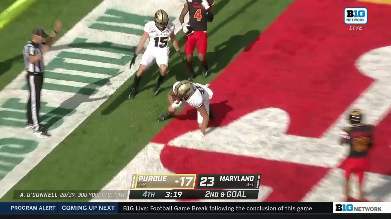 Purdue's Aidan O'Connell connects with Payne Durham on a TD to take a close 24-23 lead