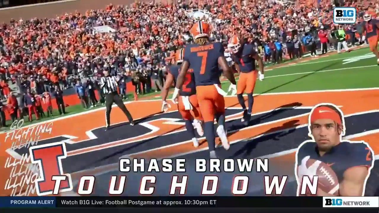 Tommy DeVito connects with Chase Brown for a 40-yard touchdown, Illinois leads 7-0