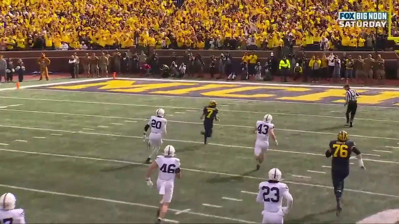 Donovan Edwards breaks free for a 67-yard TD run to give Michigan a 24-17 lead