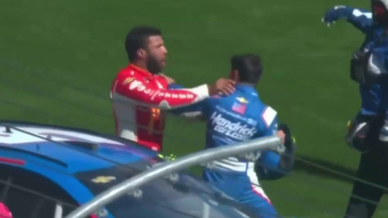 Kyle Larson and Bubba Wallace FIGHT after wreck at Las Vegas