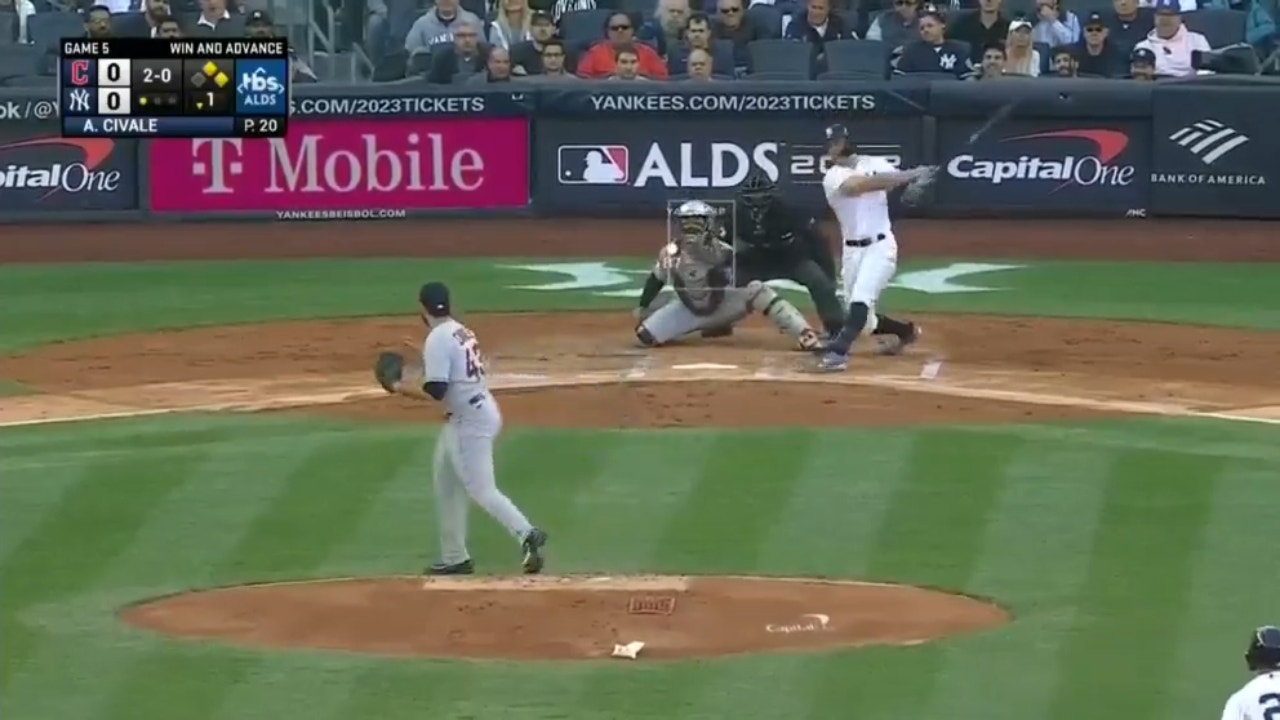 Giancarlo Stanton launches a three-run home run to give the Yankees the early 3-0 lead