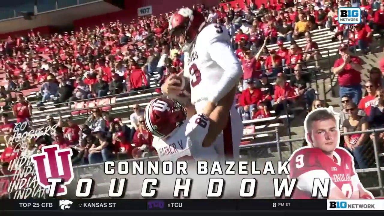 Connor Bazelak caps off an impressive drive by running it in himself to give Indiana a 14-0 lead