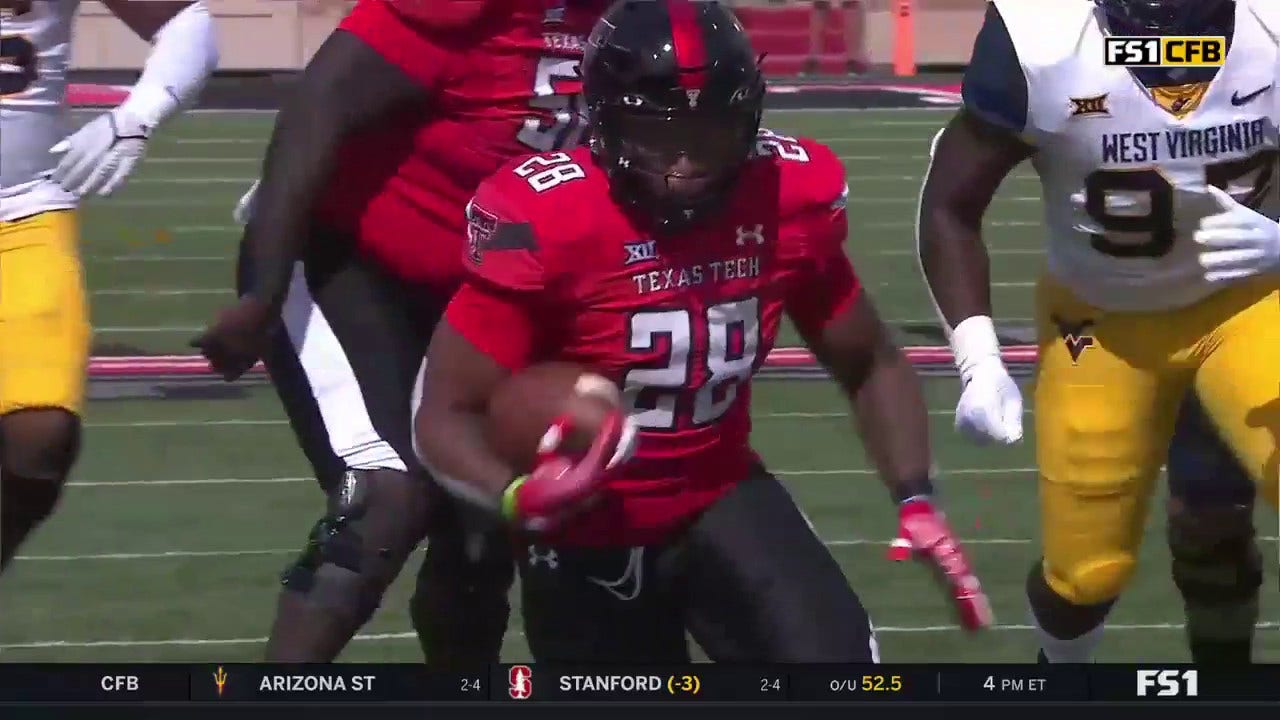 Tahj Brooks shows a burst of speed for the 19-yard opening TD for Texas Tech