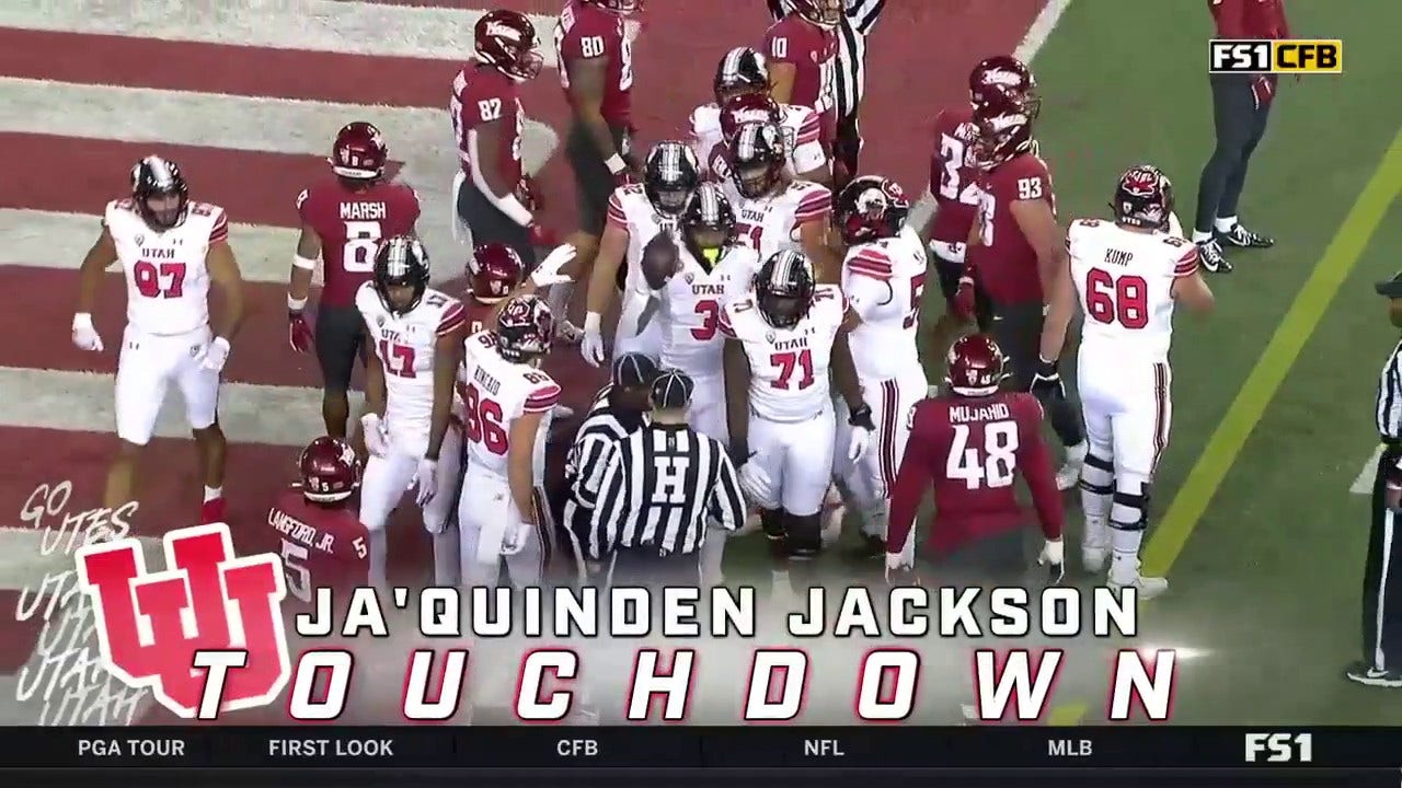 Utah's Ja'quinden Jackson rushes for a six-yard TD to tie the game at 7-7 vs. Washington