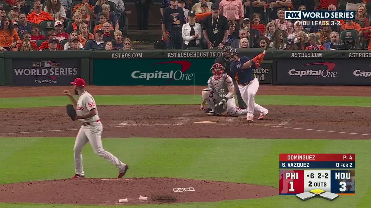 Christian Vázquez hits in Alex Bregman to add to the Astros' lead over the Phillies, 4-1