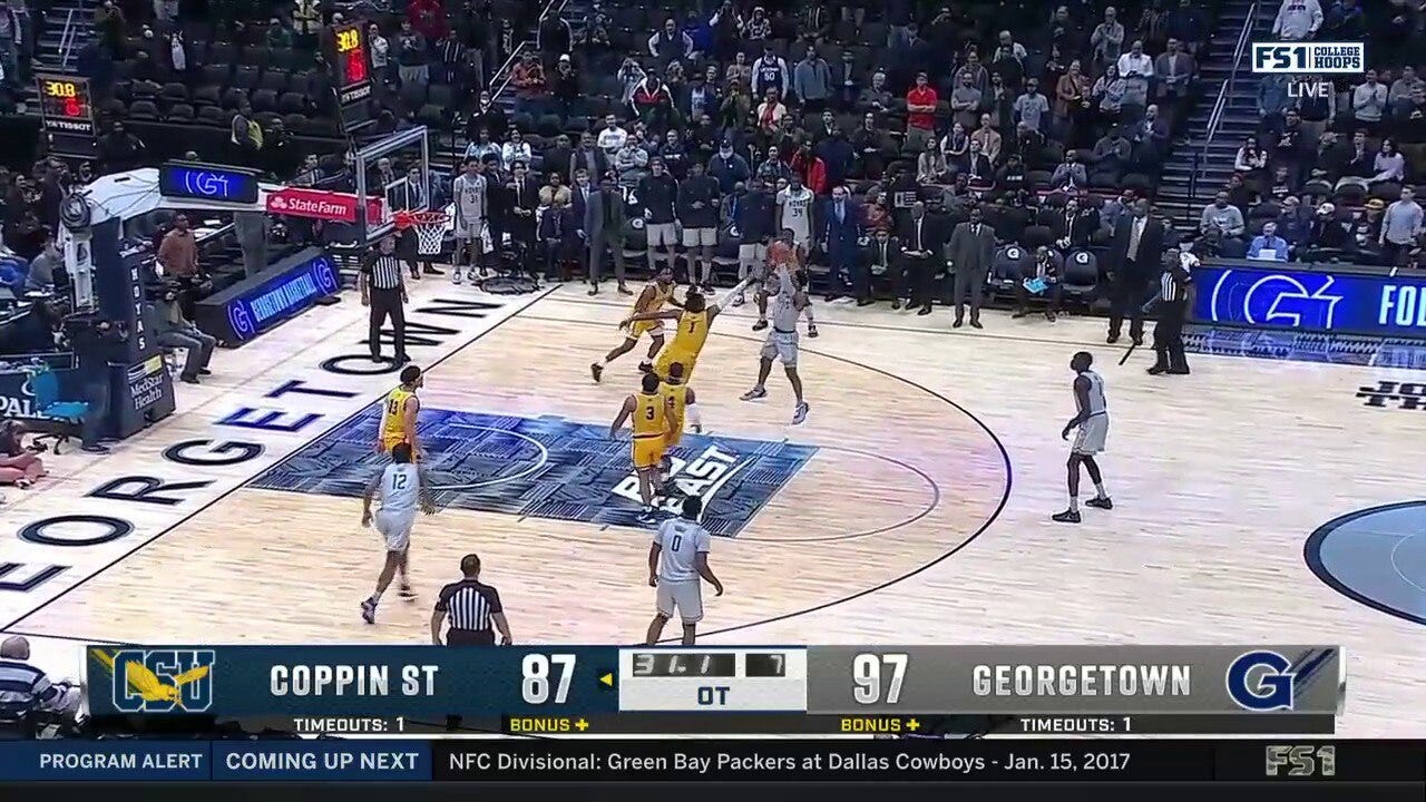 Primo Spears hits a jump shot and gives Georgetown a 99-89 win over Coppin State in overtime