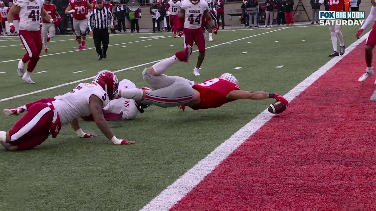Cade Stover goes full extension to get his second TD in the last two Ohio State drives