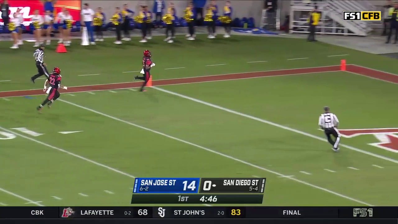 San Diego State's Jordan Byrd returns the kickoff 94 yards for the Aztec touchdown