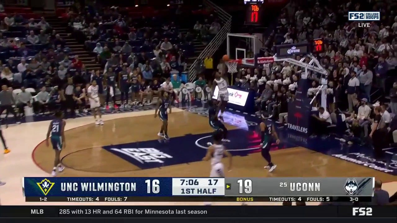 UConn's Nahiem Alleyne hammers in a dunk to extend lead against UNCW