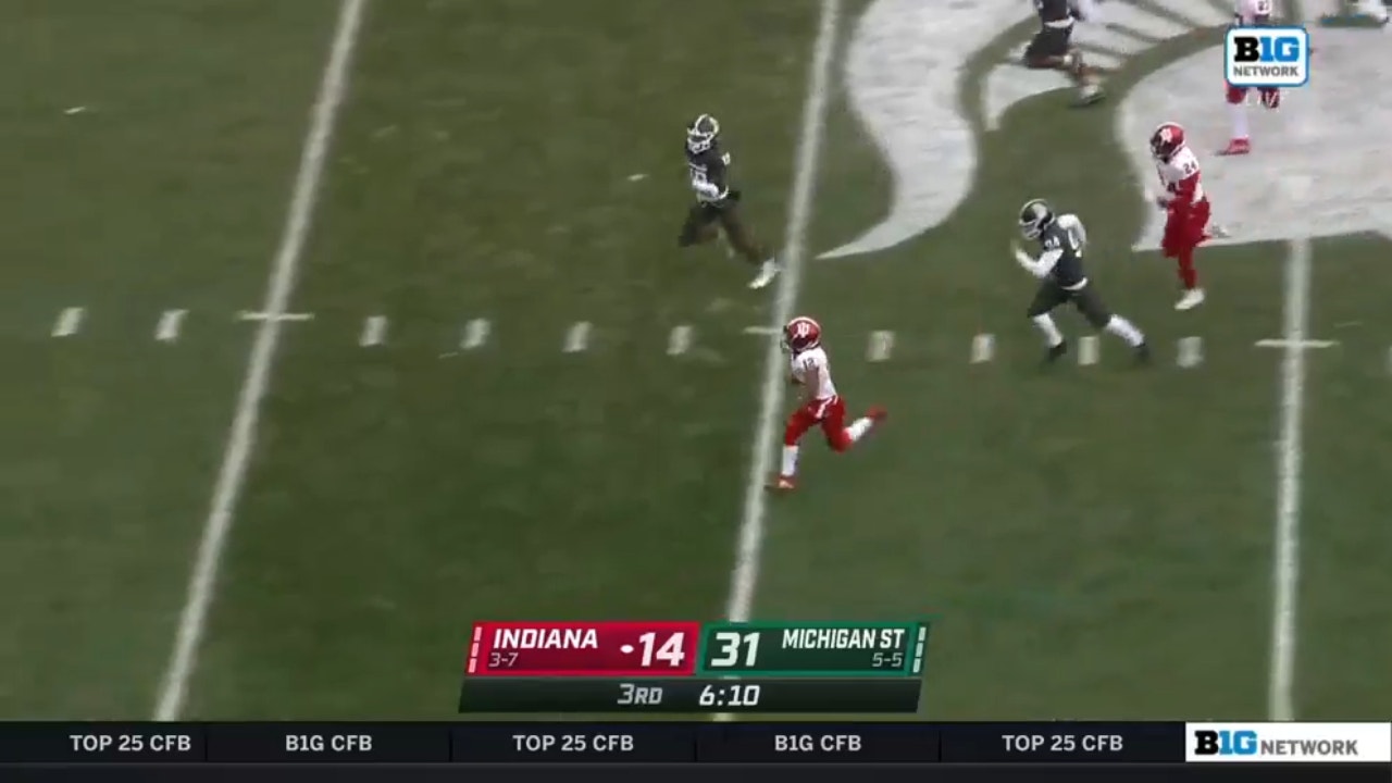 Indiana's Jaylin Lucas returns a Spartan kick for an 88-yard touchdown 
