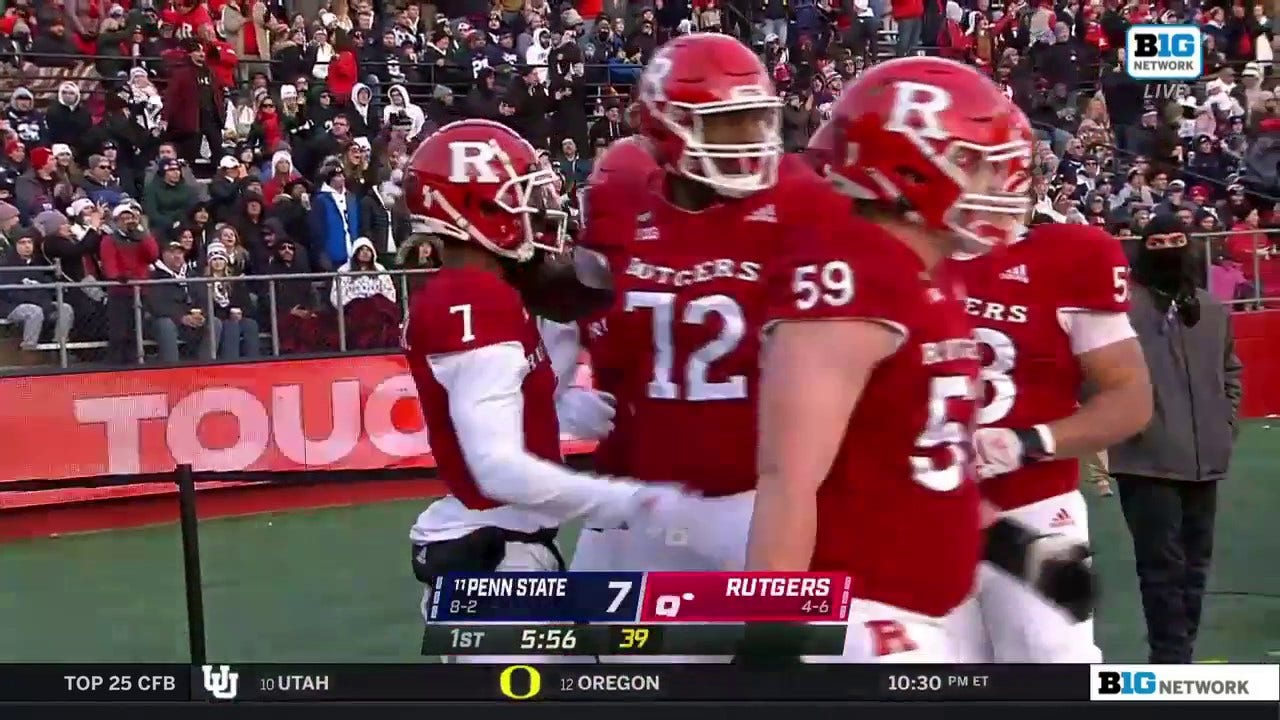 Gavin Wimsatt passes to Shameen Jones for a 4-yard touchdown to give Rutgers the lead