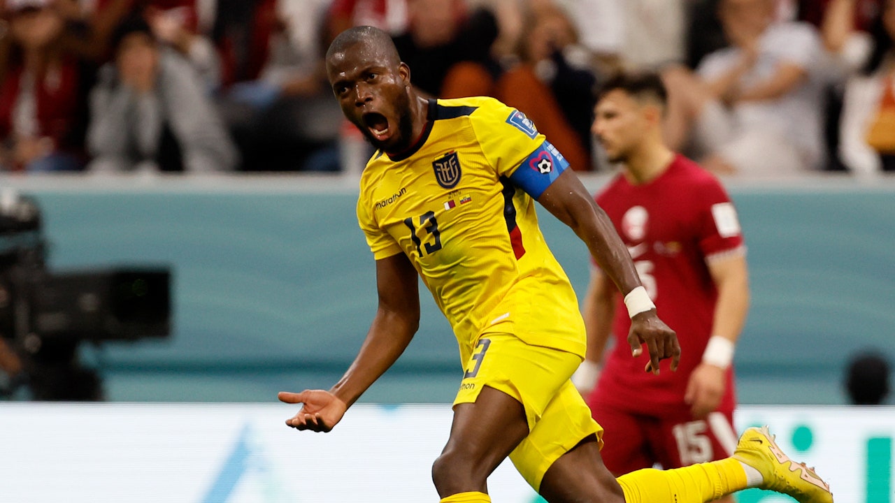 Ecuador's Enner Valencia scores the first two goals of the 2022 FIFA World Cup