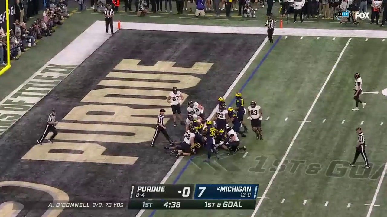 Purdue's Devin Mockobee runs in a one-yard TD to tie the game 7-7 against Michigan