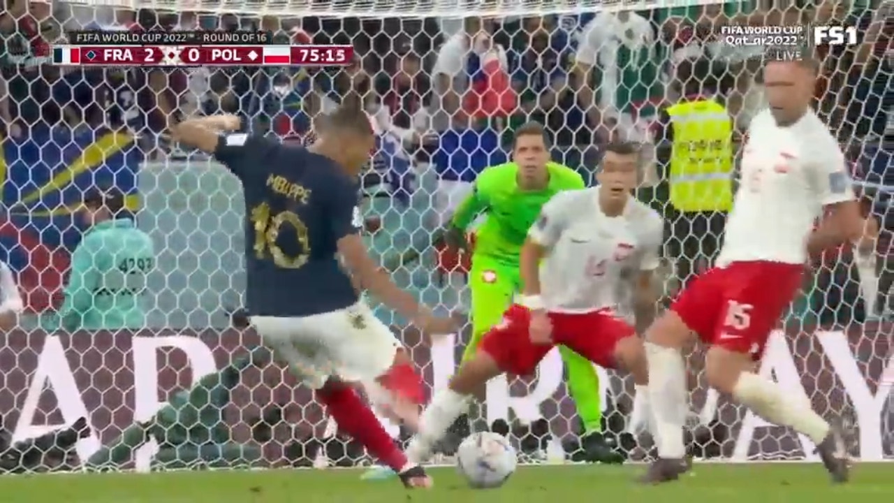 Kylian Mbappé scores to give France a 2-0 lead over Poland 2022 FIFA World Cup FOX Sports