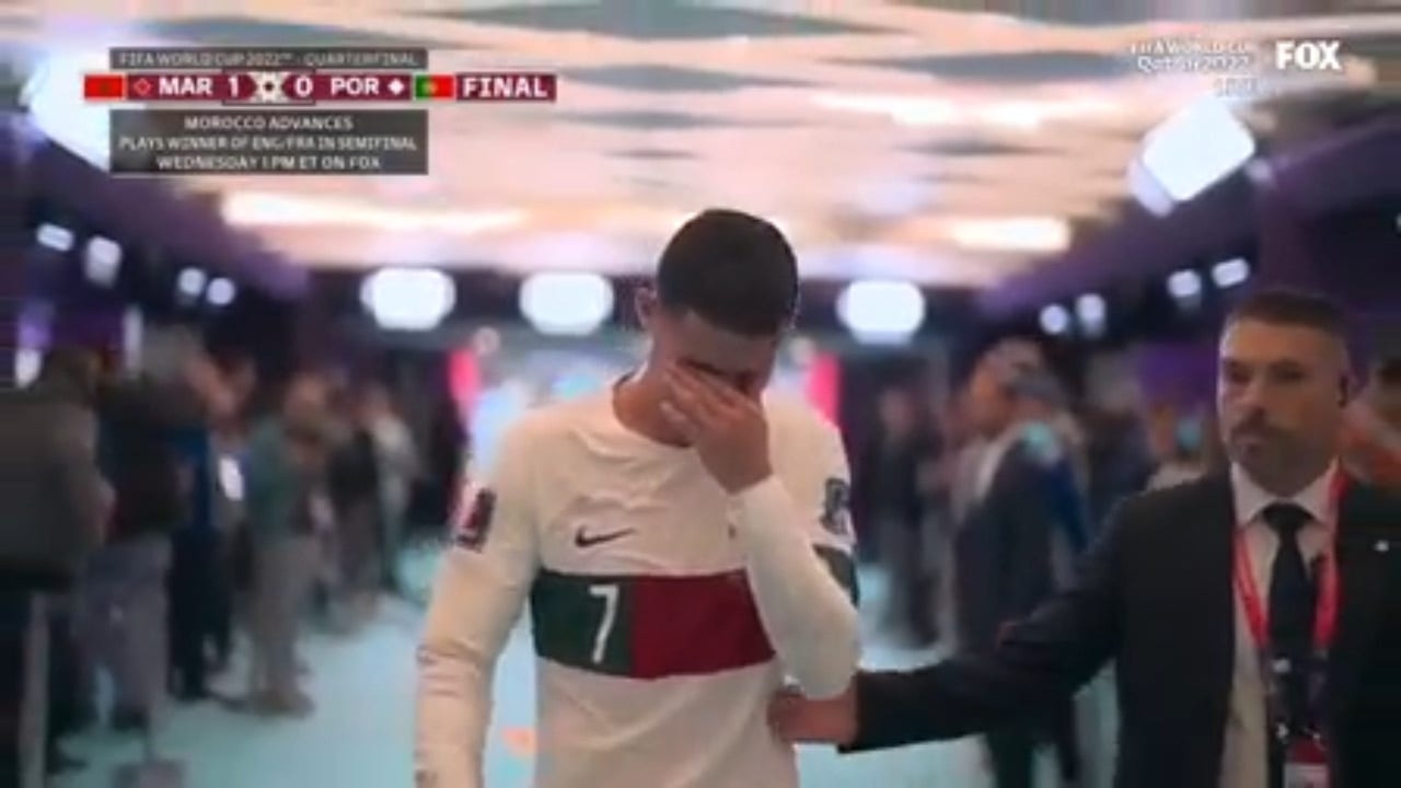 Emotional Cristiano Ronaldo leaves the pitch after Morocco eliminates Portugal in the 2022 FIFA World Cup
