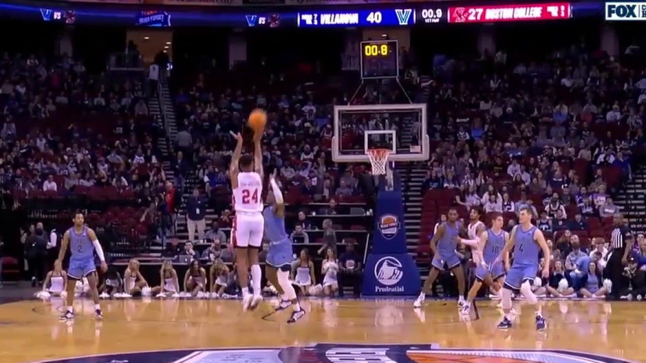 Boston College's CJ Penha Jr. pulls off deep three-point jumper as time expires vs Villanova