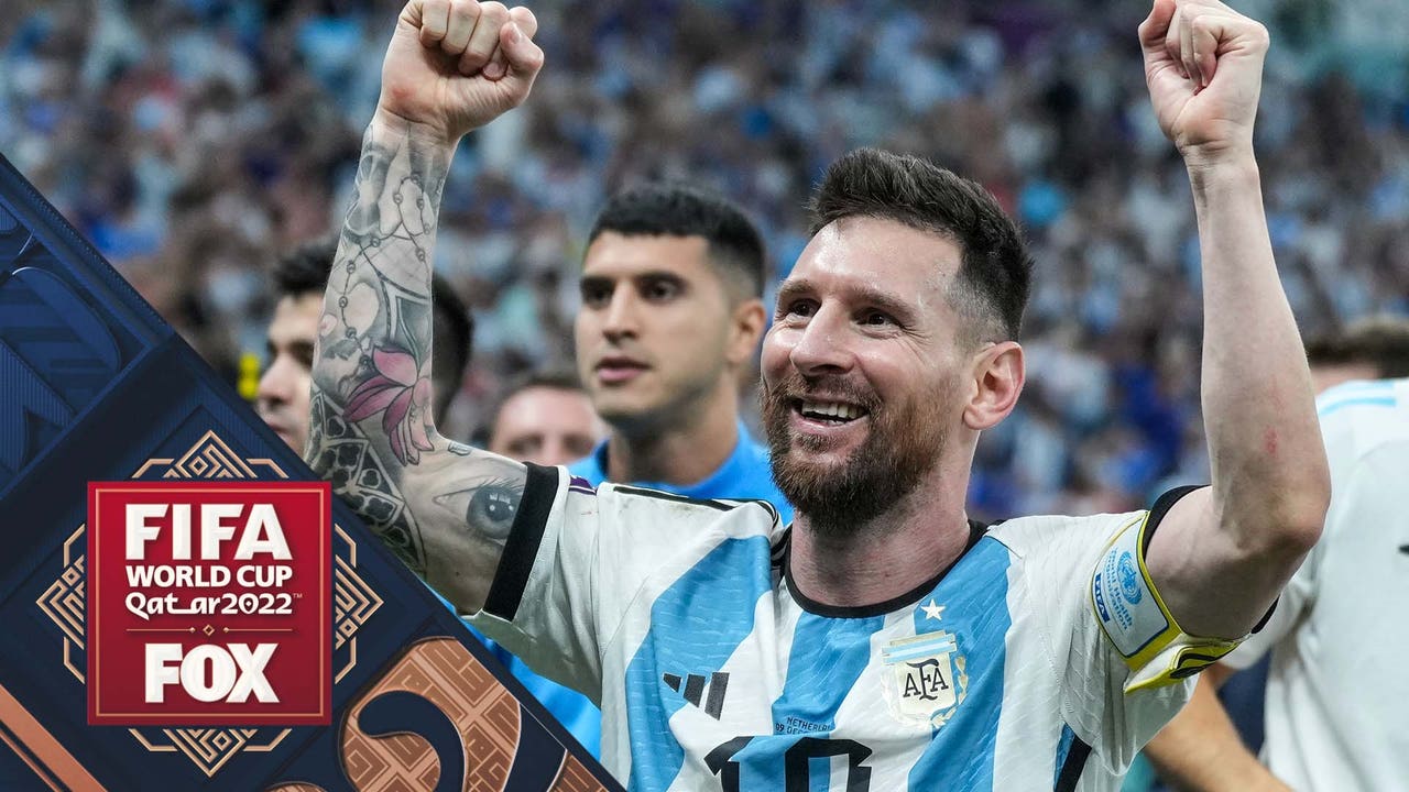 Lionel Messi and Argentina celebrate after defeating the Netherlands at the 2022 FIFA World Cup FOX Sports