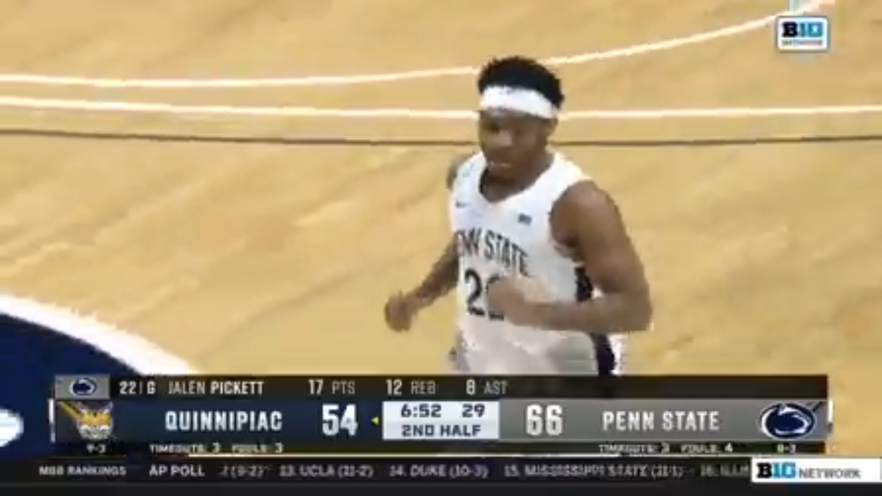 PSU's Jalen Pickett falls one assist shy of a triple-double in their 77-68 win