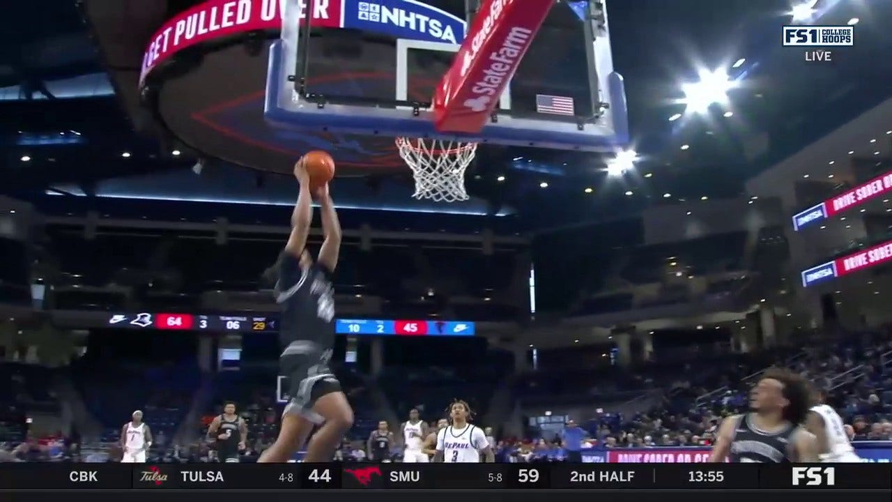 Providence's Bryce Hopkins with the HUGE alley-oop dunk to increase the Friars' lead