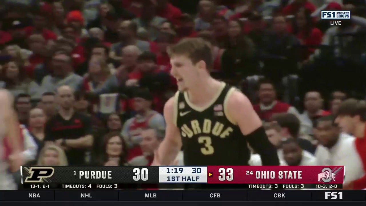 Braden Smith picks the ball handler's pocket and drains a three on the other end as Purdue trims into Ohio State's lead