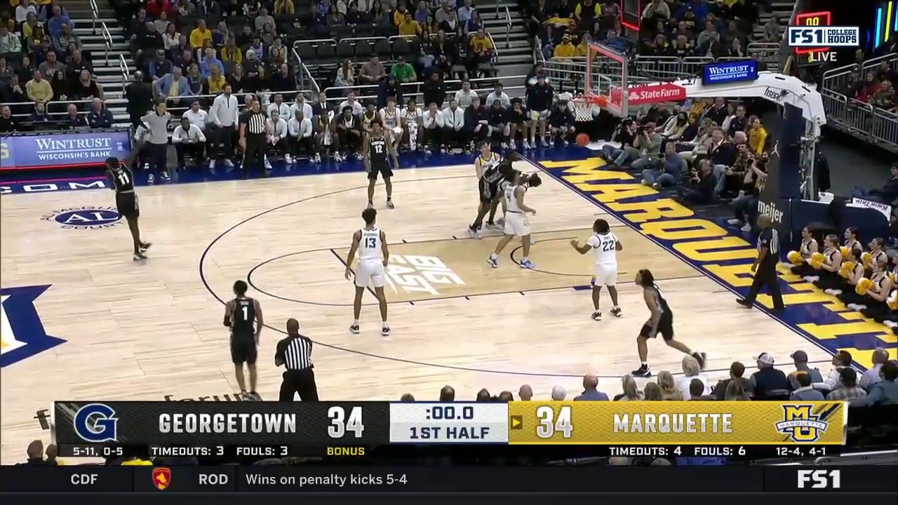 Primo Spears beats the buzzer to give Georgetown the lead against Marquette heading into halftime