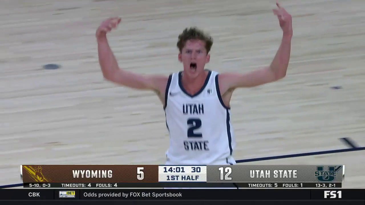 Sean Bairstow takes FLIGHT to get the Utah State crowd pumped and extend the Aggies' lead
