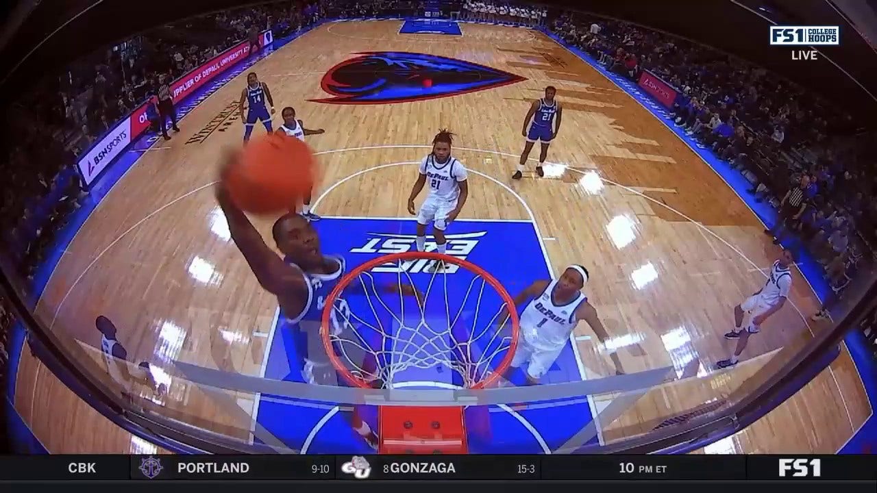 KC Ndefo slams in a massive dunk for Seton Hall against Depaul