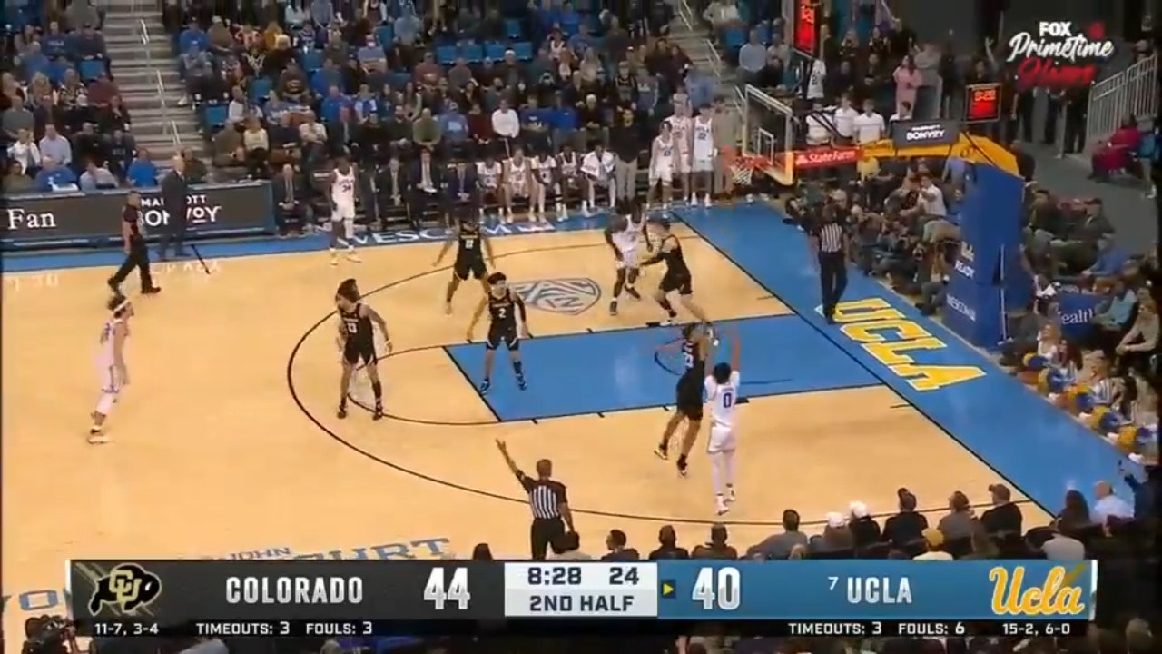 Adem Bona's block turns into a Jaylen Clark three on the other end as No. 7 UCLA trims into Colorado's lead