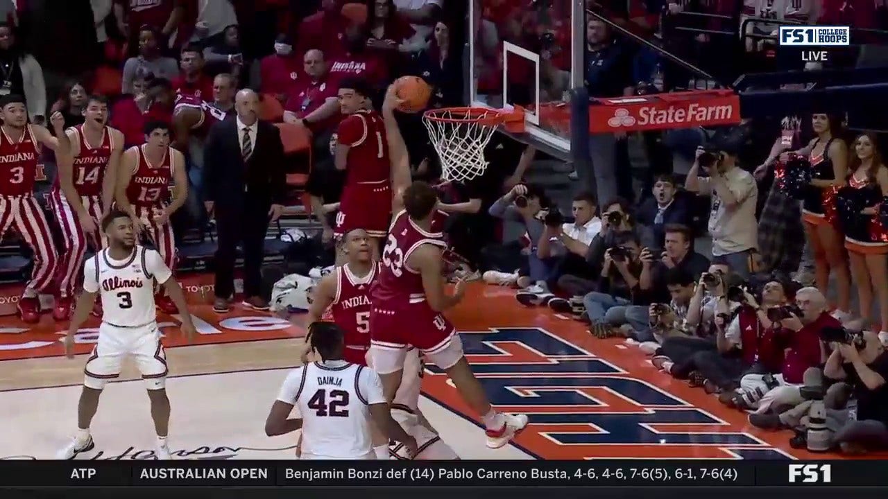 Indiana's Trayce Jackson-Davis slams home a JAW-DROPPING jam to extend lead against Illinois 