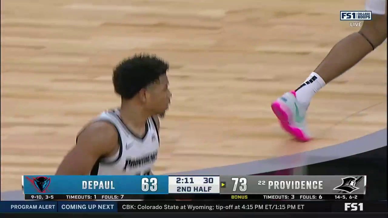 Noah Locke goes for an impressive  for 29-points leading Providence to a 75-64 victory over DePaul