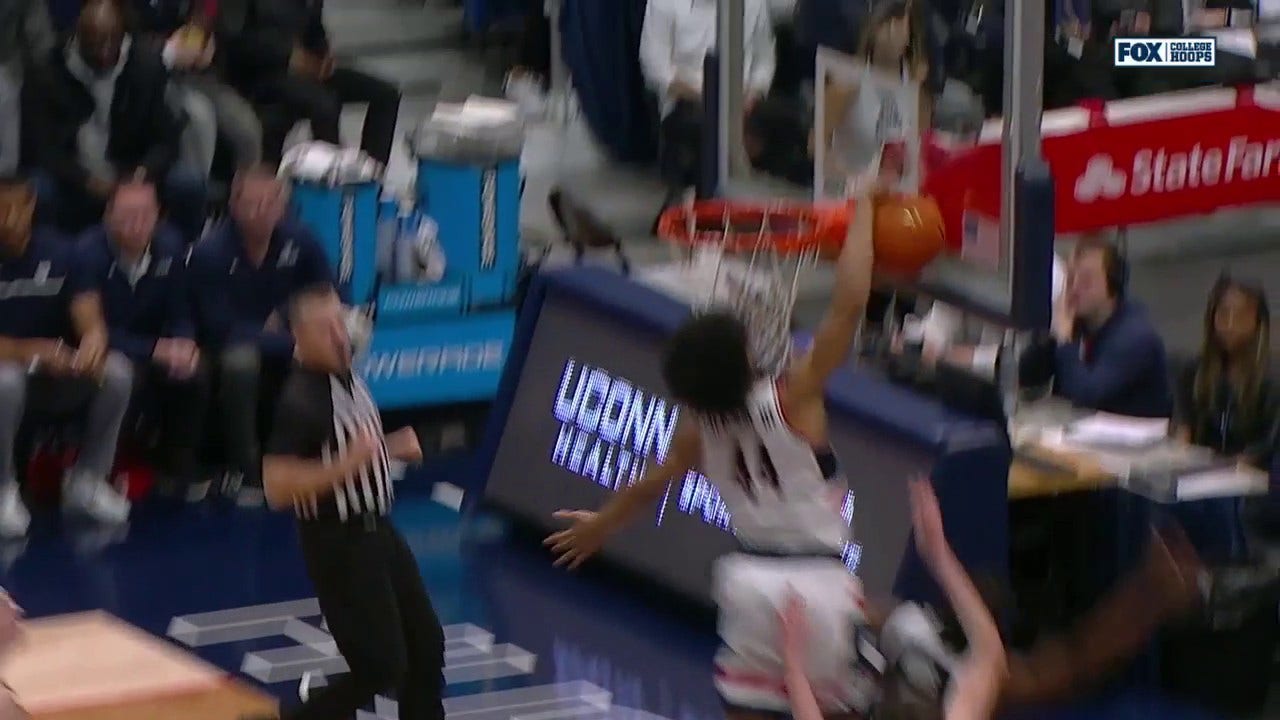 UConn's Andre Jackson makes a huge block at the rim to protect the second-half lead