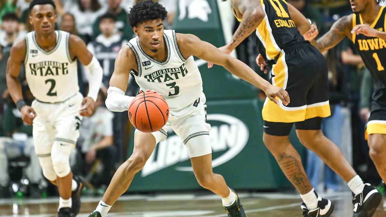 Jaden Akins is a SUPERHERO scoring a game-clinching jumper to secure Michigan State's victory over Iowa