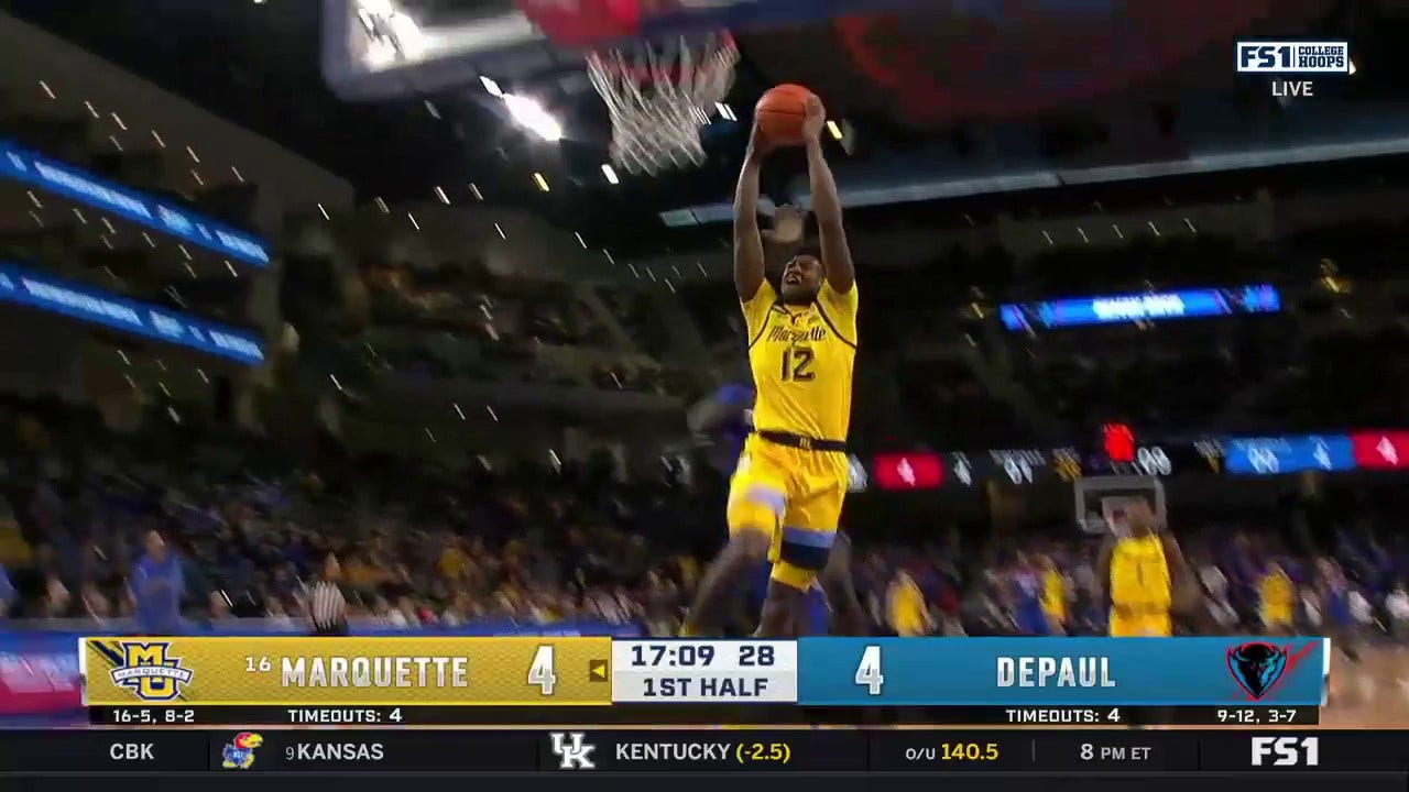 Marquette's Oso Ighodaro and Olivier-Maxence Prosper throw down powerful dunks to take the from DePaul