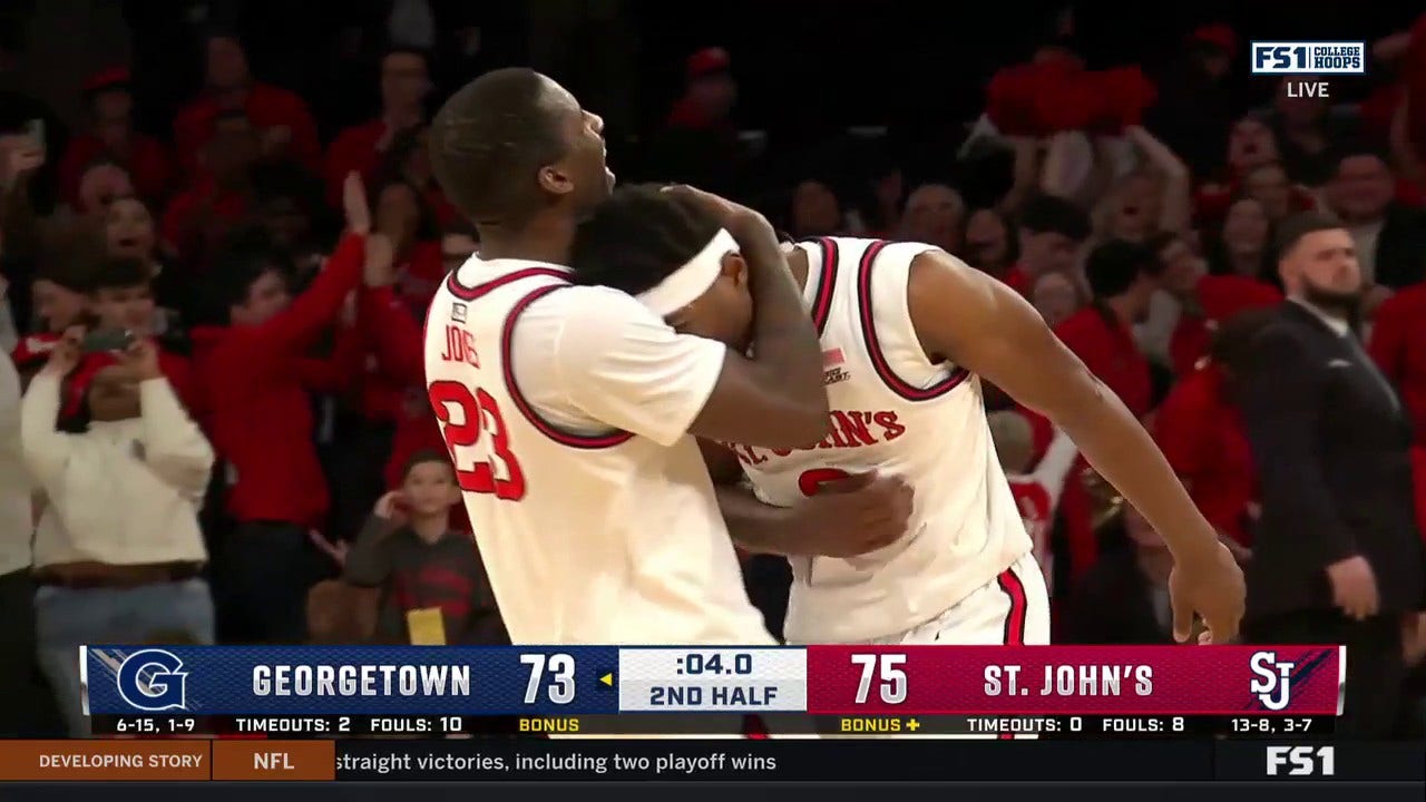 AJ Storr hits this amazing game clinching 3-point jumper for a nail-biting St. John's victory over Georgetown