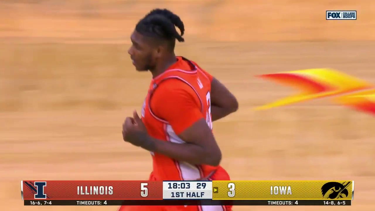 Dain Danja hammers in a ferocious jam for Illinois extending its early lead against Iowa 