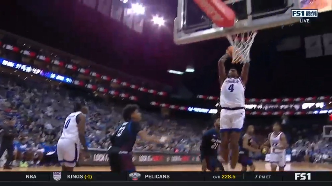 Seton Hall's Tyrese Samuel throws it down to extend the lead over DePaul