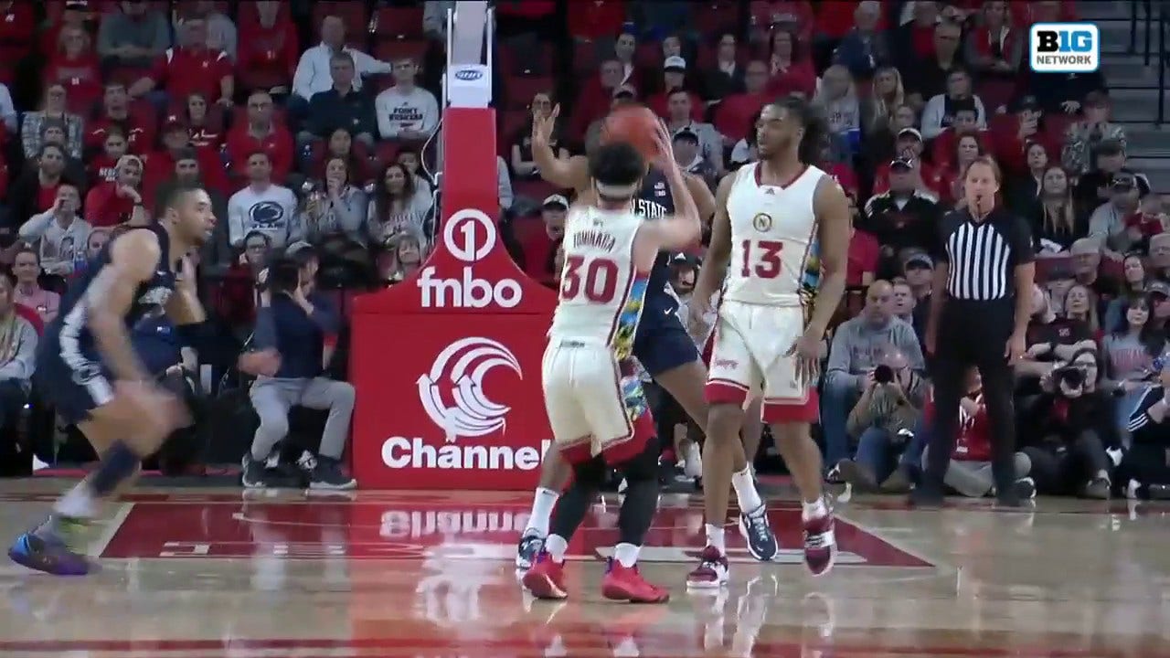 Nebraska's Keisei Tominaga makes an incredible 3-point jumper after grabbing his own rebound