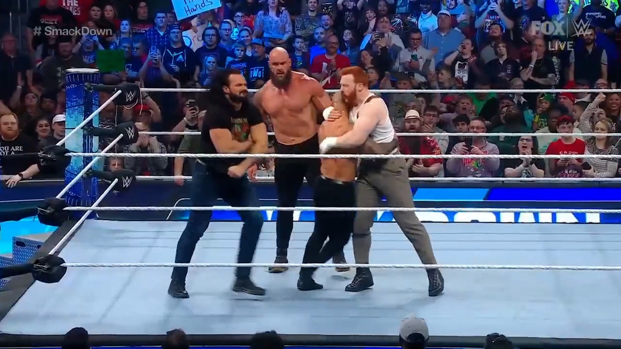 Ricochet and Braun Strowman back McIntyre and Sheamus after facing Imperium in a Six-Man Tag Match