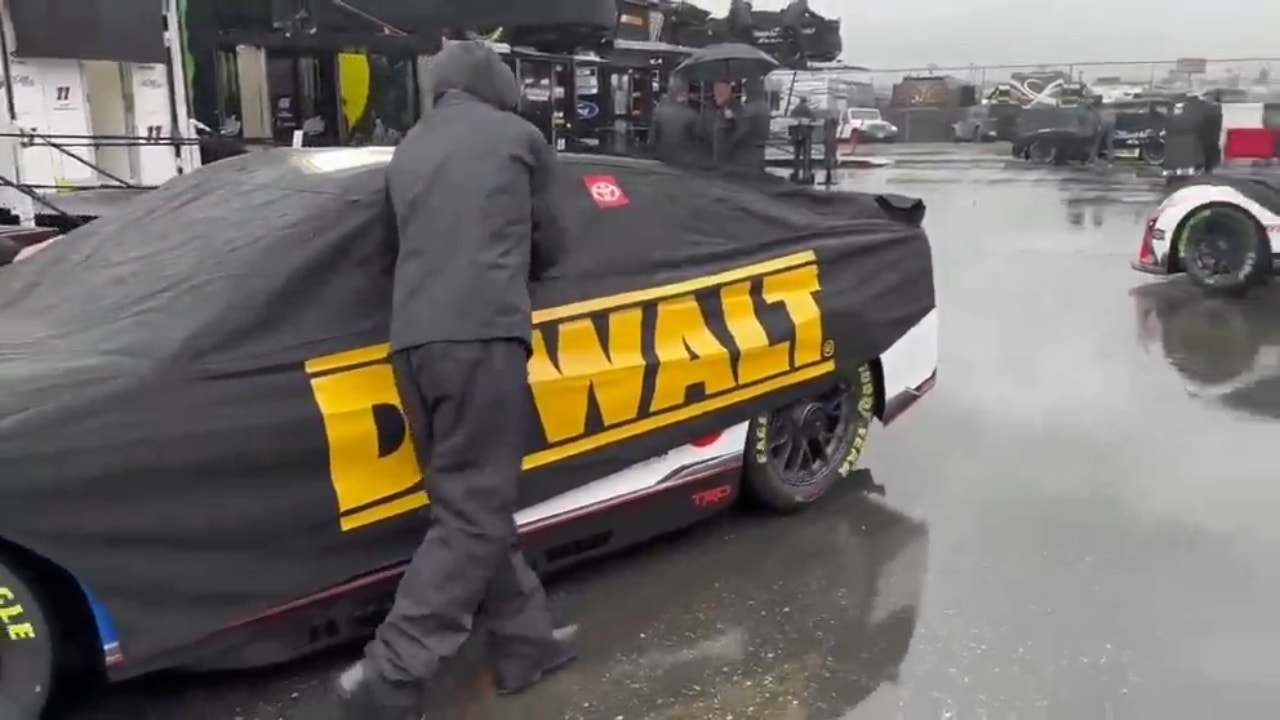 NASCAR Cup Series garage opens to rain in Fontana on Friday