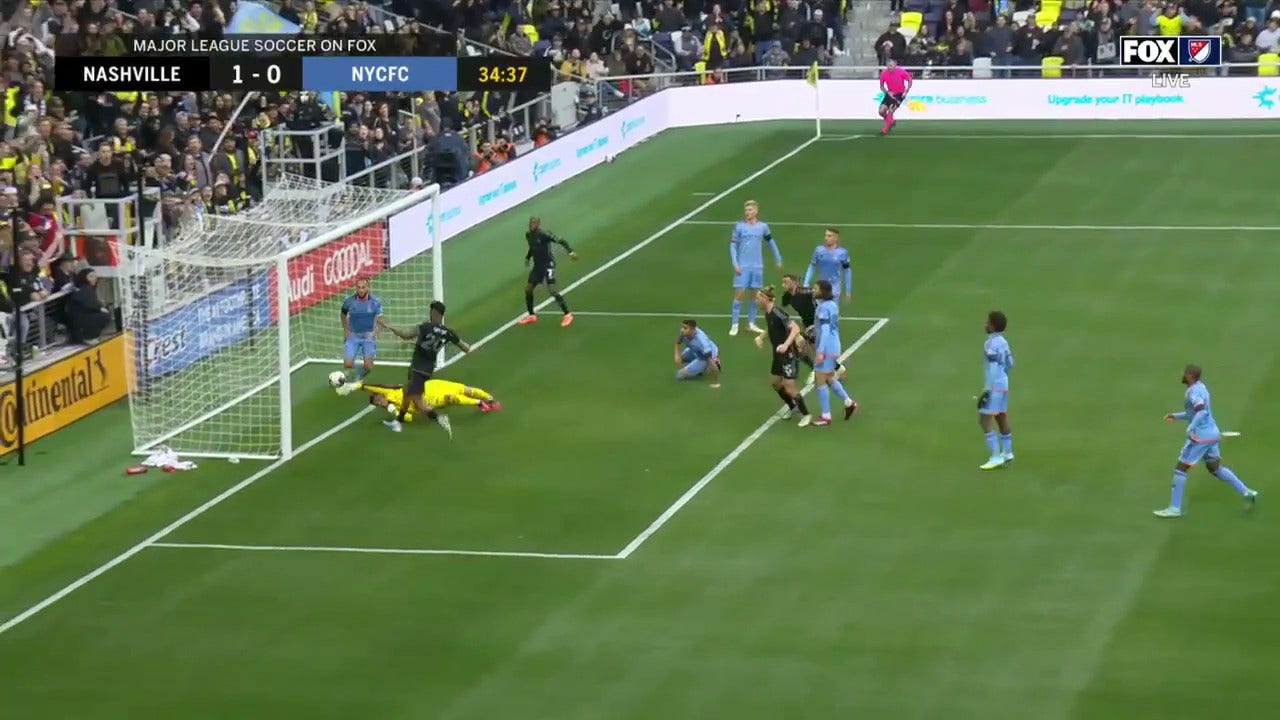 Nashville's Walker Zimmerman scores in the 34th minute against NYCFC