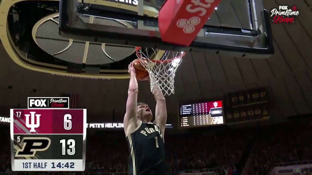 Purdue's Caleb Furst catches Indiana off-guard, throws down FIERCE jam to extend early lead