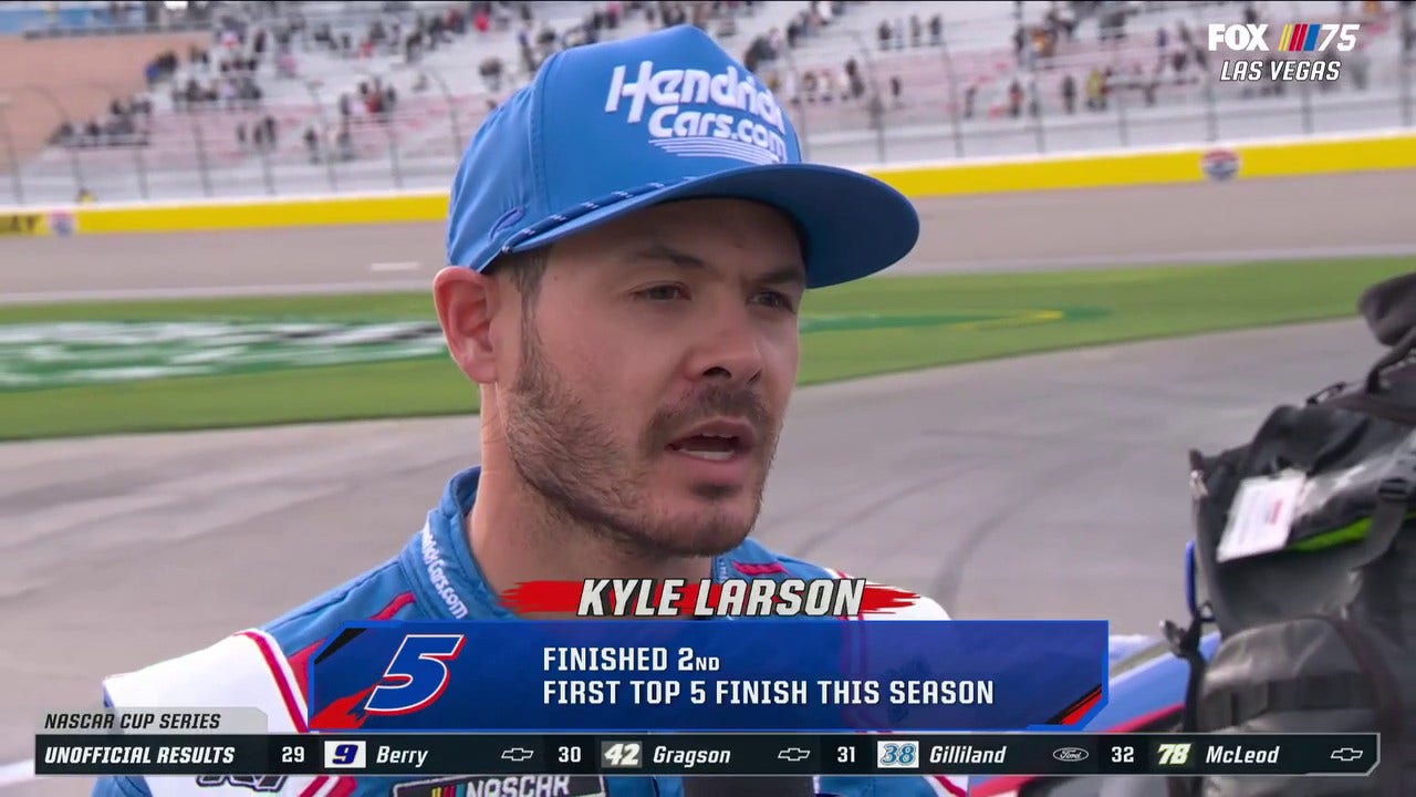 Kyle Larson speaks on his second-place finish in the Pennzoil 400 at Las Vegas Motor Speedway